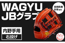 宮崎県産牛革使用 WAGYU JB 硬式用 グラブ 内野手用 JB-006(オレンジ/右投げ用)_M147-023_01