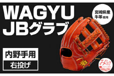 宮崎県産牛革使用 WAGYU JB 硬式用 グラブ 内野手用 JB-006S(オレンジ/右投げ用)_M147-026_01