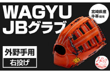 宮崎県産牛革使用 WAGYU JB 硬式用 グラブ 外野手用 JB-008(オレンジ/右投げ用)_M147-035_01