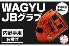 宮崎県産牛革使用 WAGYU JB 硬式用 グラブ 内野手用 JB-006T(オレンジ/右投げ用)_M147-047_02