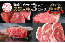 定期便 宮崎牛 だけの ステーキ 3ヶ月 コース【牛肉 肉 3回 3ヶ月】 宮崎牛 牛肉 牛 肉 お肉 にく 国産牛 和牛 赤身肉 ロース肉 もも肉 モモ おかず ギフト 贈り物 サーロイン 赤身 もも リブロース ロース ステーキ サシ 冷凍便 定期 定期便 贅沢 お楽しみ 内閣総理大臣賞4大会連続受賞 和牛オリンピック 全国和牛能力共進会 宮崎県 宮崎市_M109-T017