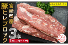 宮崎県産 豚ヒレ ブロック 3本 約1.2kg～1.5kg_M109-025