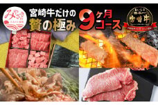 定期便 宮崎牛 食べ比べ 贅の極み 9ヶ月コース｜牛肉 国産 和牛 サーロイン モモ バラ 焼肉 ヒレ ステーキ クラシタスライス 赤身 すき焼き｜_M109-T023