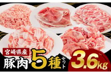 宮崎県産豚肉5種 合計3.6kgセット_M144-010