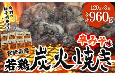 宮崎県産 若鶏 炭火焼 辛みそ味 計960g 宮崎の名店「小料理ひゅう」_M210-002_01