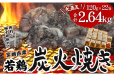 宮崎県産 若鶏 炭火焼 計2.64kg 大満足22パック 宮崎の名店「小料理ひゅう」_M210-003_01