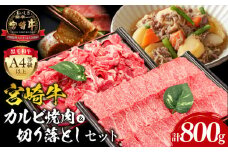 宮崎牛カルビ焼肉・切り落としセット_M243-002