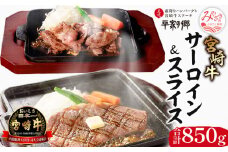 宮崎牛 サーロイン ステーキ スライス セット 計850g 平家の郷 詰め合わせセットB_M222-002