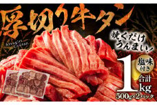 厚切り 牛タンスライス 塩味 合計1kg_M144-017