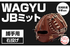 宮崎県産牛革使用 WAGYU JB 硬式用 ミット 捕手用 JB-002N(ブラウン/右投げ用)_M147-054
