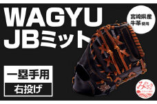 宮崎県産牛革使用 WAGYU JB 硬式用 ミット 一塁手用 JB-003(ブラック/右投げ用)_M147-059