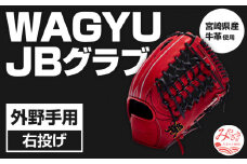 宮崎県産牛革使用 WAGYU JB 硬式用 グラブ 外野手用 JB-009(パワーオレンジ/右投げ用)_M147-064