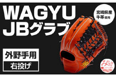 宮崎県産牛革使用 WAGYU JB 硬式用 グラブ 外野手用 JB-009(オレンジ/右投げ用)_M147-063