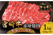 宮崎牛 モモ or ウデ 赤身焼肉1kg_M299-003