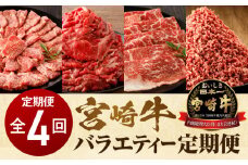 宮崎牛 バラエティー定期便 全4回 定期便 4回 定期 牛肉 肉 お肉 国産牛 ブランド牛 牛 国産 カルビ カルビ焼肉 切り落とし ミンチ モモ スライス モモスライス ひき肉 焼肉 焼き肉 焼き肉用 焼肉用 しゃぶしゃぶ しゃぶしゃぶ用 すき焼き すきやき すき焼き用 BBQ 小分け 料理 アレンジ 便利 パック 食品 赤身 精肉 宮崎県 宮崎市 宮崎 _M243-T001