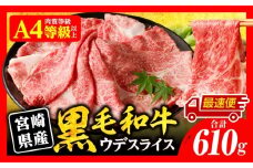 【最速便】宮崎県産黒毛和牛肩（ウデ）スライス610g_M132-082-2W