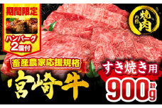 【焼肉の日(8月29日)までにお届け】【期間・数量限定】畜産農家応援！宮崎牛 スライス3種セット(肩ロース・ウデ・モモ 各300g)・国産牛ハンバーグ100g×2個_M132-041-B2-NK