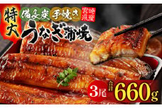 【宮崎県産】特大うなぎ備長炭手焼き蒲焼3尾(660g) 冬うなぎ_M159-011