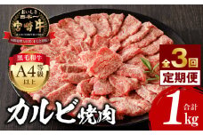【定期便全3回】宮崎牛 カルビ焼肉 合計1kg_M243-T009-01