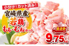 【最速便】宮崎県産若鶏 もも肉・むね肉セット 9.75kg_M146-017-02-2W