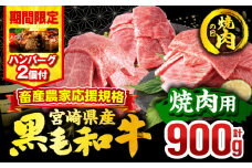 【焼肉の日(8月29日)までにお届け】【期間・数量限定】畜産農家応援！宮崎県産 黒毛和牛 焼肉3種セット(肩ロース・ウデ・モモ 各300g)・国産牛ハンバーグ100g×2個_M132-030-B2-NK