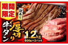【2025年10月発送】【期間・数量限定】《訳あり》厚切り 牛タン 塩味 計1.2kg (600g×2)_M179-014-UP-oct