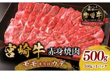 宮崎牛 モモ or ウデ 赤身焼肉500g_M299-003-01