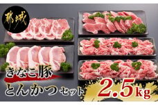 「きなこ豚」とんかつ2.5kgセット_MA-1207_(都城市) ブランド豚のやわらかい豚肉 豚ロースとんかつ 豚肩ロース豚カツ ヒレトンカツ ウデ・モモ小間切れ ひれ肉 腕 もも こま切れ