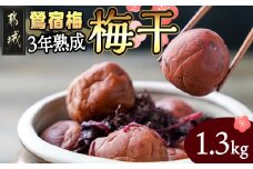 徳重おばあちゃんがつくった昔ながらの3年熟成梅干1.3kg_MA-4901_(都城市) 500g×2と300gの計1.3kgのうめぼし  鶯宿梅(おうしゅくばい) すっぱい梅干し 梅ぼし 自然栽培 無添加 肉厚  徳重紅梅園