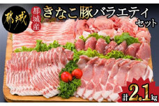 「きなこ豚」バラエティ2.1kgセット_MJ-1205_(都城市) ブランド豚 豚肩ロース 豚バラしゃぶしゃぶ肉 ロース生姜焼き ヒレカツ ウデ モモ小間切れ 豚しゃぶ