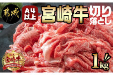 宮崎牛切り落とし1kg_MJ-8908_(都城市) 宮崎県産 宮崎牛 牛肉 A4ランク 切り落とし 切落し 250g × 4パック 小分け  1kg 牛丼 炒め物 便利