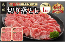 宮崎牛切り落とし1kg(250g×4パック)_AC-5401_(都城市) 牛肉 国産黒毛和牛 都城産宮崎牛 (A4ランク) ４等級 切落し (250g×4) 合計1キロ すき焼き 牛鍋 炒めもの 牛丼 四等級