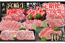 迷ったらコレ!宮崎牛食べ尽くし定期便(10ヵ月)_T120（10）-0101_(都城市) A5 5等級 牛肉 バラ 赤身 サーロインステーキ ヒレステーキ ロース 焼き肉 しゃぶしゃぶ すき焼き スライス 切り落とし