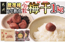 徳重おばあちゃんの3年熟成小粒梅干し1kg_MJ-4904_(都城市) 紅梅 いのちの梅干し うめぼし(500g×2) 塩分12％ 長期熟成 自家農園 お弁当 おにぎり ごはんのお供 なつかしい味 おうち時間
