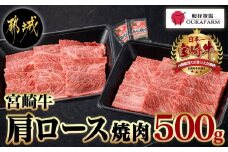 宮崎牛肩ロース焼肉500g_17-6504_(都城市) 牛肉 牛肩ロース焼肉用 (250g×2パック) 計500グラム 粗挽き塩コショウ (2袋) ギフト 贈答用