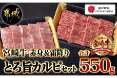 宮崎牛赤身＆霜降り【とろ旨カルビセット】550g_17-6506_(都城市) 牛肉 牛もも焼肉用(300g×1パック) 牛肩ロース焼肉用(250g×1パック) 合計550グラム 赤身肉 霜降り肉 ギフト 贈答用