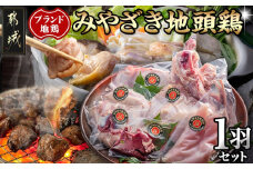 みやざき地頭鶏1羽セット -_MJ-E602_ (都城市) 宮崎ブランド 宮崎の地鶏 みやざき地頭鶏 (じとっこ) 鶏肉セット モモ肉 胸身 ササミ 手羽先 手羽元 砂肝 レバーガラ 真空パック チルド 鶏一羽分