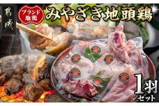 みやざき地頭鶏1羽セット -_MJ-E602_ (都城市) 宮崎ブランド 宮崎の地鶏 みやざき地頭鶏 (じとっこ) 鶏肉セット モモ肉 胸身 ササミ 手羽先 手羽元 砂肝 レバーガラ 真空パック チルド 鶏一羽分