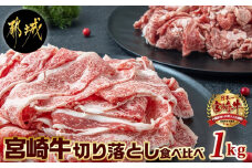 宮崎牛切り落とし食べ比べ1kg_AC-2521_(都城市) 牛肉 ブランド和牛 牛バラ切落し肉 ウデ モモ切落とし肉 500g 薄切り肉 牛バラスライス 牛小間切れ 国産黒毛和牛 お取り寄せ グルメ