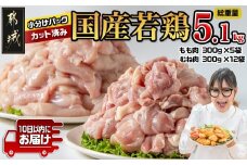 国産若鶏5.1kg 小分けパック!カット済み!_MJ-3314_(都城市) もも肉300g×5P むね肉300g×12P 鶏肉 小分け 若鶏 宮崎 冷凍 