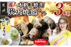 本格手焼き!炭火焼鶏3kg(ゆずこしょう付)_MJ-1417_(都城市) リピーター続出!! 鶏肉 小分け 炭火焼き おつまみ 宮崎 冷凍 柚子胡椒  保存料不使用 ギャル曽根さんおすすめの鶏肉返礼品(炭火焼)