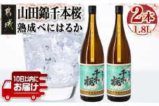 【柳田酒造】山田錦千本桜 熟成べにはるか(25度)1.8L×2本 ≪みやこんじょ特急便≫_AC-0750_(都城市) 本格芋焼酎 熟成 お湯割 ロック ソーダ割 伝統製法 老舗 家飲み 宅飲み 紅はるか 定番焼酎