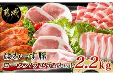 「ぱわーす豚」ロースバラエティセット2.2kg_18-6402_(都城市) 豚肉 豚ロースしゃぶしゃぶ用 (300g×2P) ロースカツ用 (5枚) ロース生姜焼用 (200g×3P) ロースみそ漬け (5枚) 計2.2キロ 銘柄豚 豚加工品