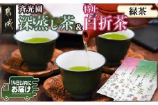 深蒸し茶＆特上白折茶詰合せセット※ポスト投函≪みやこんじょ快速便≫_LC-C301-R_(都城市) ふかむし茶 白折茶 各90g 緑茶 茶葉 茎茶 かりがね 棒茶