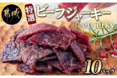 【霧島和牛】特選ビーフジャーキー(10パック)_MK-E901_(都城市) 霧島和牛 ビーフジャーキー 特選ビーフジャーキー 30g×10パック お酒のお供に おつまみ 和牛専門牧場 オリジナル醤油ベース 
