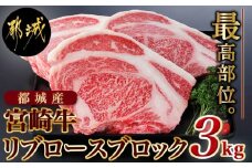 宮崎牛リブロースブロック3kg_DI-2501_(都城市) 都城産宮崎牛 リブロースブロック 1kg 3kg 霜降り肉 ローストビーフ ステーキ ビーフカレー キャンプ 鉄板焼き 国産 ブランド牛 牛肉 ギフト 贈答用