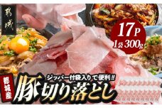 都城産豚切り落とし5.1kg(ジッパー付袋入り)_18-1503_都城市 都城産 豚肉 ウデ モモ 切り落とし チャック付き 大容量 小分け 冷凍 かさばらない 使い勝手抜群 豚肉 小分け 使いやすい 焼きそば カレー 生姜焼き 肉野菜炒め アレンジ