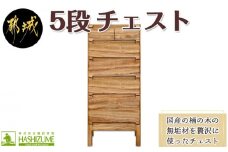 ビスク450-5段チェスト_HX-4301_(都城市) 楠 ミニチェスト 幅45cm×奥行き38.6cm×高さ105.4cm木製家具 収納家具 高級素材 天然無垢 収納チェスト はしづめ家具 おうち時間 日本製 国産木材使用
