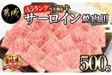 【A5】宮崎牛サーロイン焼肉用500g_AE-0106_(都城市)最高級A5ランク 宮崎牛サーロイン焼肉用 500g 最高等級5等級 ブランド牛 国産牛肉 国産黒毛和牛 バーベキュー 焼き肉 ガッツリ 夏のイベント