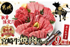 【数量限定】宮崎牛9種盛り焼肉セット_22-3101_(都城市) 宮崎牛 ラムシン マルシン イチボ サーロイン ザブトン 肩ロース ショートリブ カルビ 内モモ ギフト 贈答用 牛肉 タレ付き 肉 国産